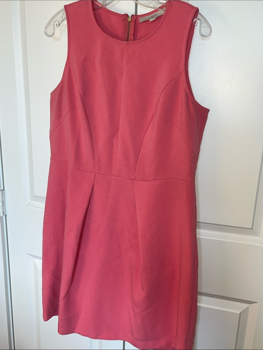 LOFT Coral Sleeveless Fit-and-Flare Mini Dress
